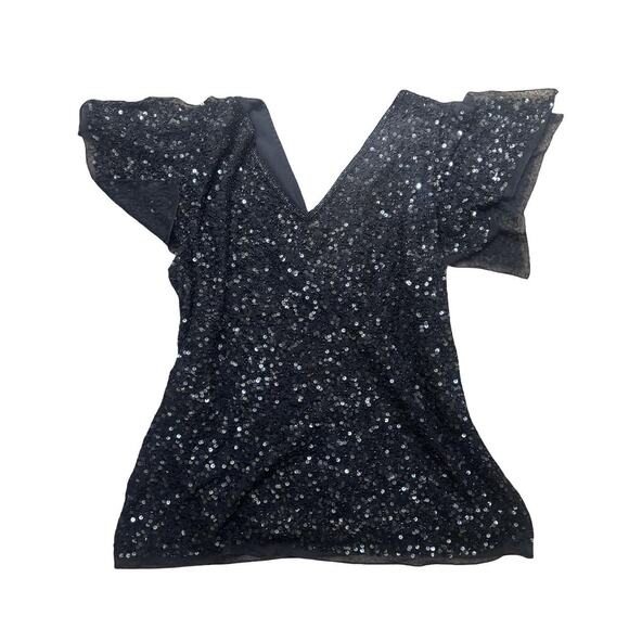 y2k vtg. sparkly beaded ruffle fairy whimsy goth party blouse x large - Picture 7 of 8